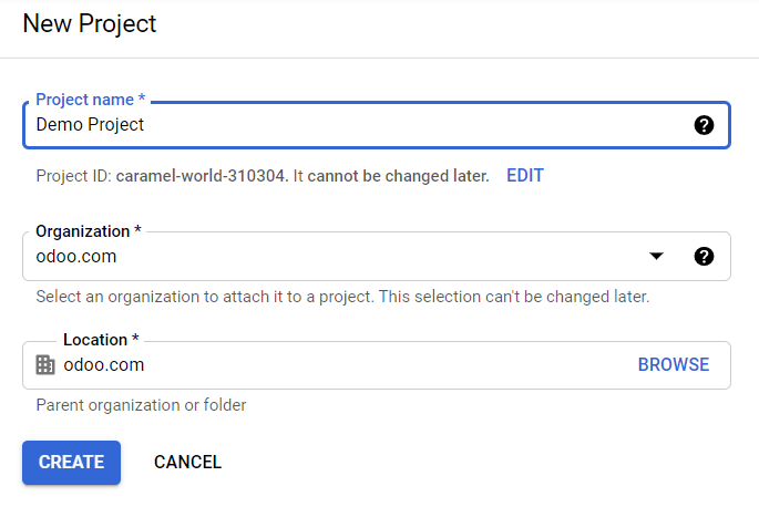 Điền vào các chi tiết của một dự án mới.